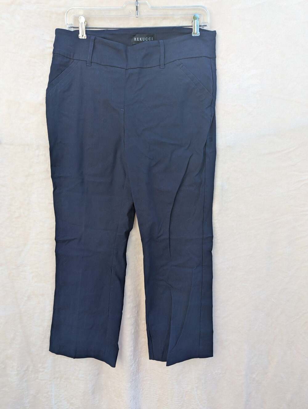 Rekucci Women's Navy Blue Straight Leg Trouser Pants Size 10P